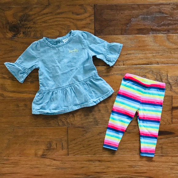 🌟Carters 6 Month Old Chambray Top & Pant Set - Picture 1 of 6